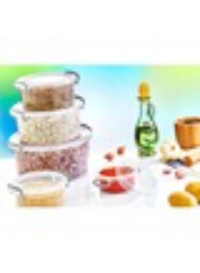 فافيلا طقم أوعية بلاستيك مدورة قابلة لإعادة الاستخدام من فافيلا يمكن استخدامها لتخزين الطعام وتحضير بقايا الطعام طقم مكون من 5 قطع بأحجام مختلفة (300-600-1200-2100-3400 مل) شفاف - Image 4